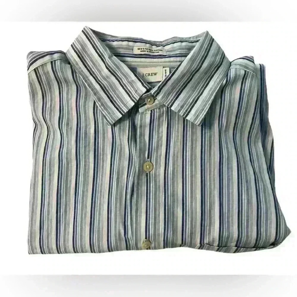 J. Crew Men’s size Large 16-16.5 Blue & White Dress shirt long sleeve button - Picture 5 of 5